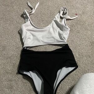 SHEIN Black and White One-Piece Swimsuit